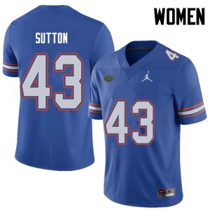 Women's Florida Gators #43 Nicolas Sutton NCAA Jordan Brand Royal Authentic Stitched College Football Jersey XCR7362ZE